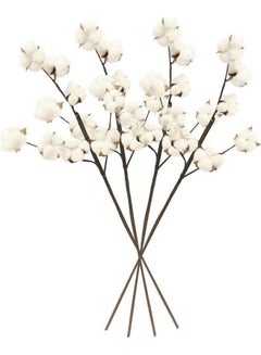 Buy 4-Piece Naturally Dried Cotton Flower Set White 78centimeter in UAE