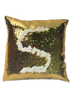 Buy Magic Sequins Cushion Cover With Pillow Gold/White 40x40cm in Saudi Arabia