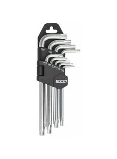 اشتري 9-Piece Metal Torx Key Set T10-50 T Silver 50mm في مصر