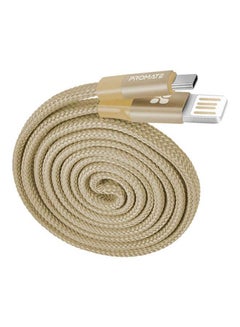 Buy Premium Fabric Braided Aluminium Alloy Reversible USB-A to Type-C Cable With 2A Fast Charge and Sync Cord For All Type-C Smartphones, Tablet, Coiline-C Gold in Saudi Arabia