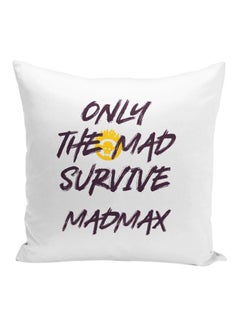 Buy Only Survive Quote Printed Throw Pillow White/Purple/Yellow 16x16x7inch in UAE