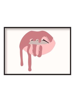 Buy Lips Pop Art Poster With Frame White/Pink 55x40centimeter in UAE