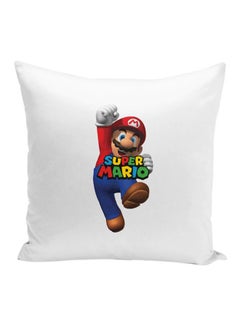 Buy Super Mario Printed Decorative Pillow White/Red/Blue 16x16inch in UAE