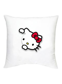 Buy Hello Kitty Printed Decorative Cushion White/Red/Black 16x16inch in UAE