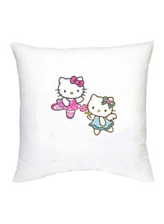 Buy Hello Kitty Printed Decorative Cushion White/Pink/Blue 16x16inch in UAE