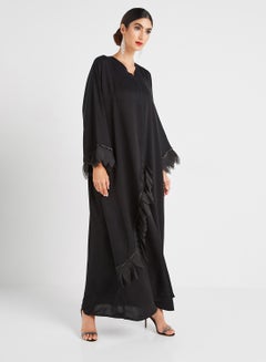 Buy Leaf Trim Abaya Leaf Black in Saudi Arabia