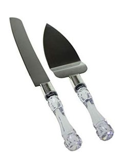 اشتري Stainless Steel Cake Knife and Server Set with Acrylic Handle Slicer Cutter Pizza Shovel Knife Pie Server Hand Tool with Cutting Knife Decorating Tools Set of 2 متعدد الألوان 150غم في السعودية