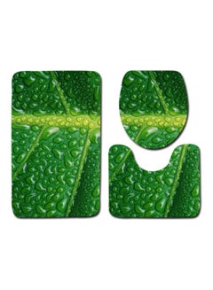 Buy 3-Piece Bath Mat Accessory Set green 75x45cm in UAE