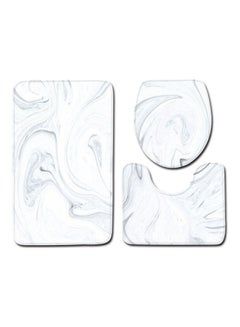 Buy 3-Piece Bath Mat Accessory Set white 75x45cm in UAE