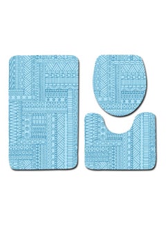 Buy 3-Piece Bath Mat Accessory Set blue 75x45cm in UAE