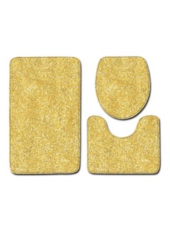 Buy 3-Piece Bath Mat Accessory Set yellow 75x45cm in UAE