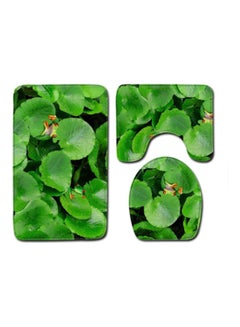 Buy 3-Piece Bath Mat Accessory Set green 75x45cm in Saudi Arabia