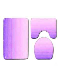 Buy 3-Piece Bath Mat Accessory Set purple 75x45cm in UAE