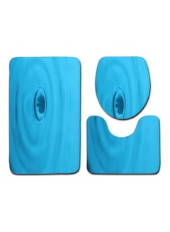 Buy 3-Piece Bath Mat Accessory Set blue 75x45cm in UAE