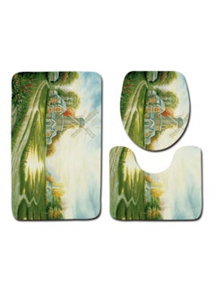 Buy 3-Piece Bath Mat Accessory Set Multicolour 75x45cm in Saudi Arabia