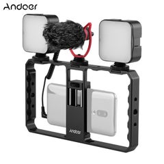 Buy Video Cage Rig Grip With LED Light Black in Saudi Arabia