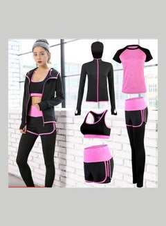 Buy 5-Piece Sportswear Yoga Clothing Set pink in UAE