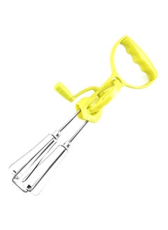 Buy Manual Rotary Egg Beater With Handle Yellow/Silver 31x9.5x3cm in UAE