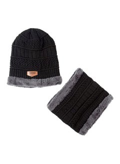 Buy 2-Piece Winter Beanie Hat And Scarf Set 23 x 27cm in UAE