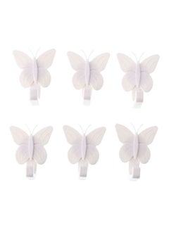 Buy 6-Piece Butterfly Shaped Adhesive Hook White in Saudi Arabia