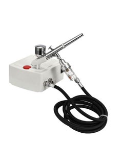 Buy Professional Gravity Feed Dual Action Airbrush Air Compressor Kit For Art Painting White/Black/Silver in UAE