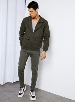 Buy Harrington High Neck Jacket Khaki in UAE