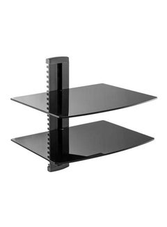 Buy 2 Tier Tempered Glass Wall Mounted TV Shelf Black in Saudi Arabia