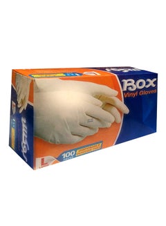 Buy 100-Piece Medium Vinyl Gloves White in Saudi Arabia