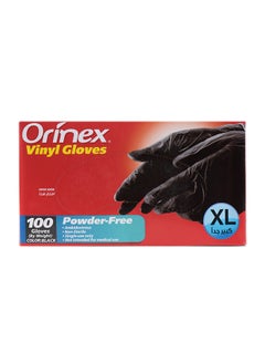 Buy 100-Piece Powder XL Gloves Black in Saudi Arabia