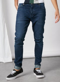 Buy Solid Pattern Skinny Fit Jeans Blue in UAE