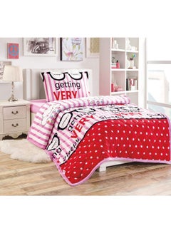 Buy 3-Piece Printed Comforter Set Polyester Pink/White/Red in Saudi Arabia