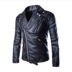 Buy Leather Biker Jacket Black in UAE