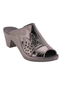 Buy 117-308 Laser Cut Peep Toe Mules Black in UAE