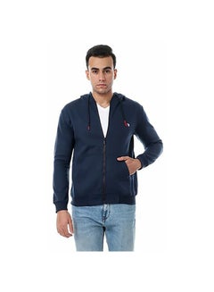 Buy Solid Regular Fit Hoodie Sweatshirt blue in Egypt