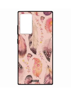 Buy Feather Printed Protective Case For Samsung Galaxy Note20 Ultra Pink/Grey/Yellow in UAE