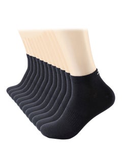 Buy 12 Pairs Of Solid Ankle Length Socks Black in UAE