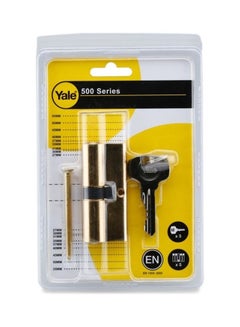 Buy 500 Series Cylinder Lock With Key Gold/Silver 70mm in Saudi Arabia