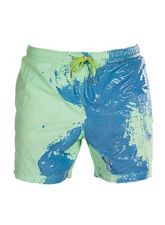 Buy Classic Design Swimming Shorts Green/Blue in Saudi Arabia