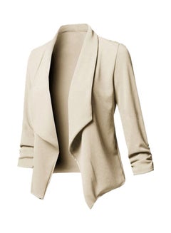 Buy Long Sleeves Solid Blazer Khaki in Saudi Arabia