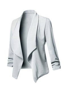 Buy Long Sleeves Solid Blazer Light Grey in Saudi Arabia