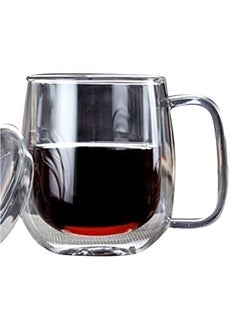 Buy Heat Resistant Transparent Thermal Mug With Lid Clear 350ml in UAE