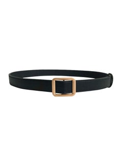 Buy Rectangle Slide Buckle Belt Black/Gold in UAE