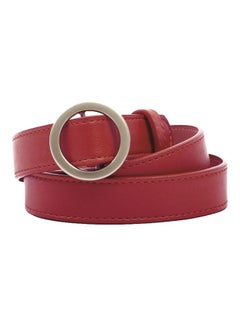 Buy Round Slide Buckle Belt Burgundy/Silver in Saudi Arabia