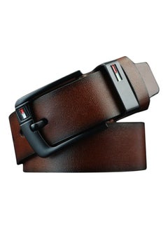 Buy Rectangle Pin Buckle Faux Leather Belt Brown in UAE