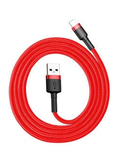 Buy USB to Lightning Charging Cable Cafule Nylon Braided High-Density Quick Charge Compatible for iPhone 13 12 11 Pro Max Mini XS X 8 7 6 5 SE iPad ,1 Meter, 2.4 A Red in Saudi Arabia