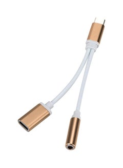 Buy 3.5mm And Type-C To Type-C Adapter White/Gold in UAE