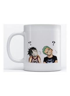 Buy Mug Luffy And Zoro For Coffee And Tea White 350ml in Saudi Arabia