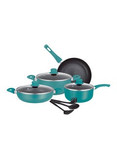 Buy 10 Piece Non Stick Aluminium Cookware Set Dark Teal in UAE