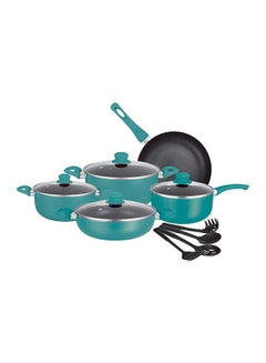 Buy 13 Piece Non Stick Aluminium Cookware Set Dark Teal in UAE