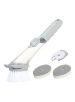 Buy Soap Dispensing Dish Brush with 1 Handle 3 Brush Heads Household Kitchen Washing Cleaning Tool for Pans Pots Sink grey 26.50*6.50*11.00cm in Saudi Arabia